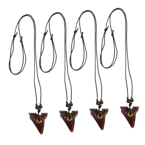OKUMEYR Haifischzahn Halskette für Männer Verstellbare Kordelkette mit Holzperlen und Kunstharz Einzigartiger Strand Schmuck als für Besondere Anlässe und Vielseitig Tragbar von OKUMEYR