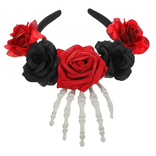 OKUMEYR Halloween Haarreif Mit Und Schwarzen Rosen Gruselige Kopfbedeckung Für Für Kostümpartys Und Cosplay Langlebig Und von OKUMEYR