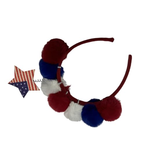 OKUMEYR Independence Day Haarband Mit Fünfzackigem Stern Und Plüschball Patriotische Kopfbedeckung Für Feiern Und Partys Für Unabhängigkeitstag-dekorationen Und Festliche Anlässe von OKUMEYR