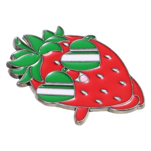 OKUMEYR Niedliche Erdbeer Emaille Brosche aus Langlebiger Legierung Leichter Cartoon Frucht Ansteckpin für Rucksack Jacke Hut Vielseitig Einsetzbar für Schule und Alltag von OKUMEYR
