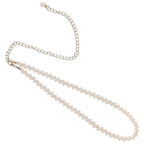 OKUMEYR Perlengürtel Damen Taillenkette mit Doppelter Perlenreihe Goldfarbene Waist Chain für Abendkleider Hochzeit Party Eleganter Dekorativer Gürtel für Frauen und Mädchen von OKUMEYR