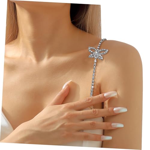 OKUMEYR Rhinestone Schulterkette für Damen Funkelnde Körperkette mit Schmetterlingsdesign Eleganter Schmuck für Hochzeiten und Partys Vielseitig und Einfach zu Tragen von OKUMEYR