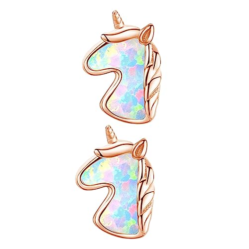 OKUMEYR Roségold Material Kupfer mit Buntem Opal Stil Ohrstecker für Mädchen für Partys Geburtstagsfeiern und Tägliche Outfits Einfache Handhabung Leicht Anzulegen und Abzunehmen von OKUMEYR