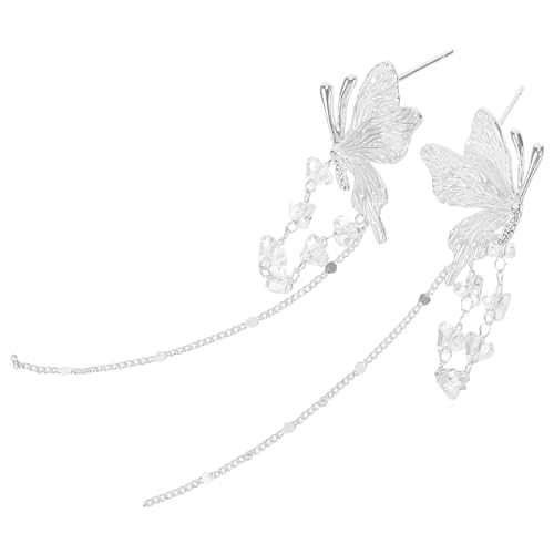 OKUMEYR Schmetterling Ohrringe Silber Quaste Anhänger Feenstil Statement Schmuck Damen Party Hochzeit Prom von OKUMEYR