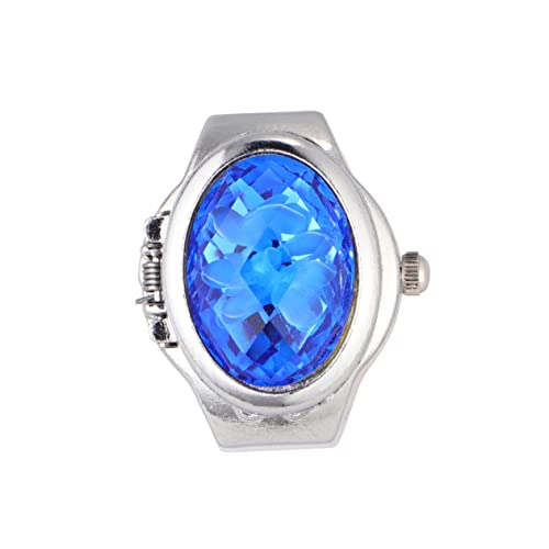 OKUMEYR Uhrenförmiger Fingerring Für Männer Und Frauen Modischer Quarzuhrenring in Blau Mit Elastischem Stretchband Eleganter Unisex Fingerring Kleiner Uhrenring Für Jeden Anlass von OKUMEYR