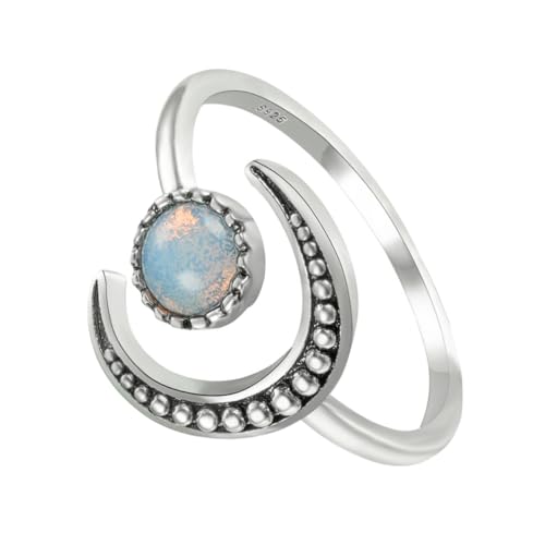 OKUMEYR Verstellbarer Ring mit Mondstein Kreatives Design Eleganter Schmuck für Damen für Partys und Besondere Anlässe Leicht und Angenehm zu Tragen von OKUMEYR
