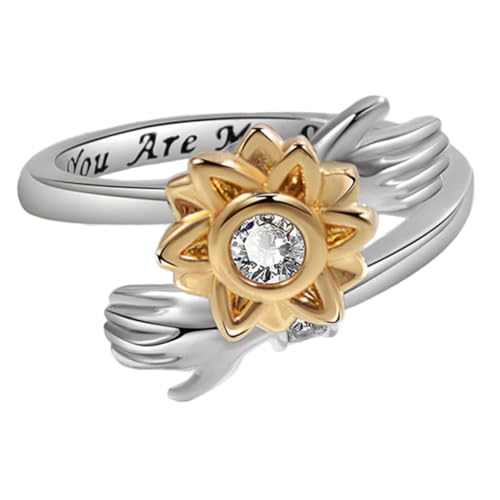 OKUMEYR Verstellbarer Sonnenblumenring aus Sterling Silber Damen Offener Ring Schmuck für Frauen Modisch Komfortabel Einstellbar von OKUMEYR