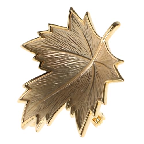 OKUMEYR Vintage Damen Brosche Gold Mattiertes Emaille Ahornblatt Anstecknadel Herbst Schmuck Elegant Lapel Pin Für Schals Kleider Mäntel Suits von OKUMEYR