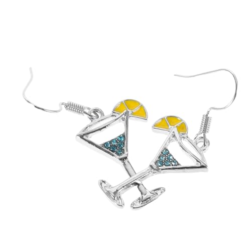 OKUMEYR Weinglas Ohrringe Damen Cocktailglas Motiv Stilvolle Stecker Schmuck Kreative Statement ohrringe für Sommer Events und Alltag von OKUMEYR