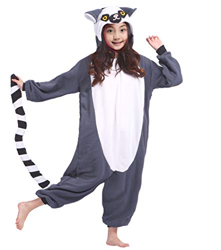 Pyjamas Kigurumi Jumpsuit Onesie Mädchen Junge Kinder Tier Karton Halloween Kostüm Sleepsuit Overall Unisex Schlafanzug Winter, Long Tail AFFE von OKWIN