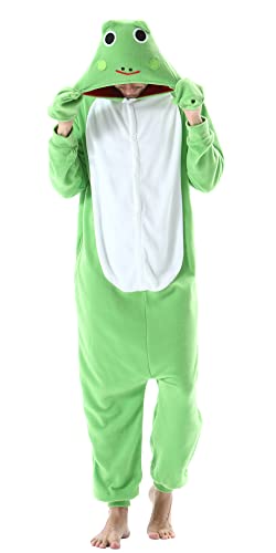 Magicmode Unisex Pyjamas Jumpsuit Tierkostüm Frosch Onesie Damen Herren Karneval Nachtwäsche von Magicmode