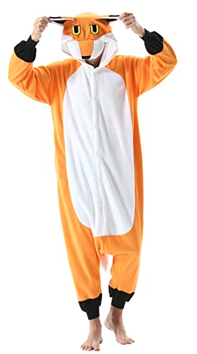 Magicmode Unisex Pyjamas Jumpsuit Tierkostüm Fuchs Onesie Damen Herren Karneval Nachtwäsche von Magicmode