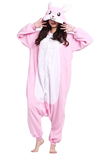 Unisex Pyjamas Jumpsuit Tierkostüm Hase Onesie Damen Herren Karneval Nachtwäsche von Magicmode