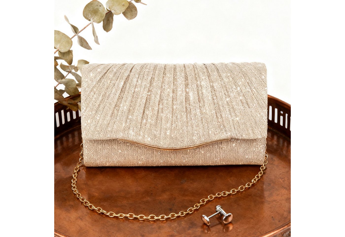 OKWISH Abendtasche Funkelnde Handtasche Pailletten Abendtasche Kosmetik-Etui Crossbody (mit Abnehmbare 120-cm-Kette und Magnetverschluss, 1-tlg., vielseitige Trageweise für Hand- Schulter- oder Crossbody-Trageweise), Ideal für Hochzeiten Partys Bankette und festliche Events von OKWISH