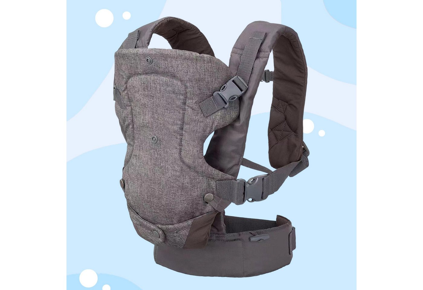 OKWISH Bauchtrage 4 in 1 Multifunktionale Babytrage Kindertrage (Einfach Anzuziehen mit Hüftsitz Ergonomisch Atmungsaktiv, 1-tlg., gemütlich leichtgewichtig verstellbarer Sitz 4 Trageoptionen), für Neugeborene bis Kleinkinder von 3 bis 36 Monate (3,6 bis 14,5 kg) von OKWISH