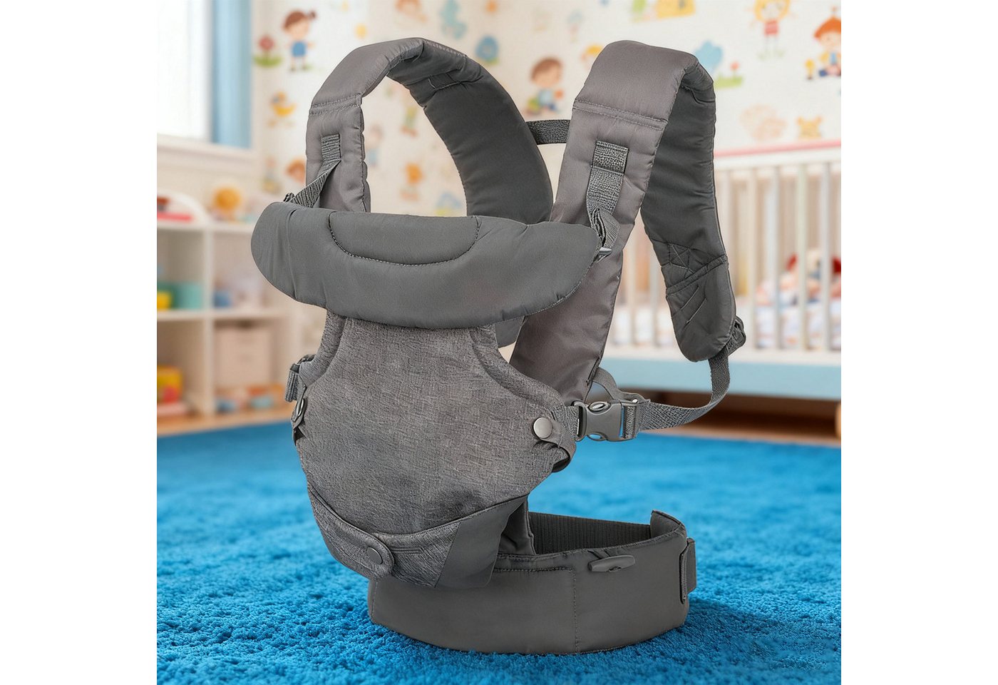 OKWISH Bauchtrage Kindertrage multifunktional Tragehilfe (Ergonomische atmungsaktive und vielseitig verstellbare Tragehilfe, 1-tlg., gemütlich leichtgewichtig 4 Trageoptionen verstellbarer Sitz), für Neugeborene und Kleinkinder (3–36 Monate) von OKWISH