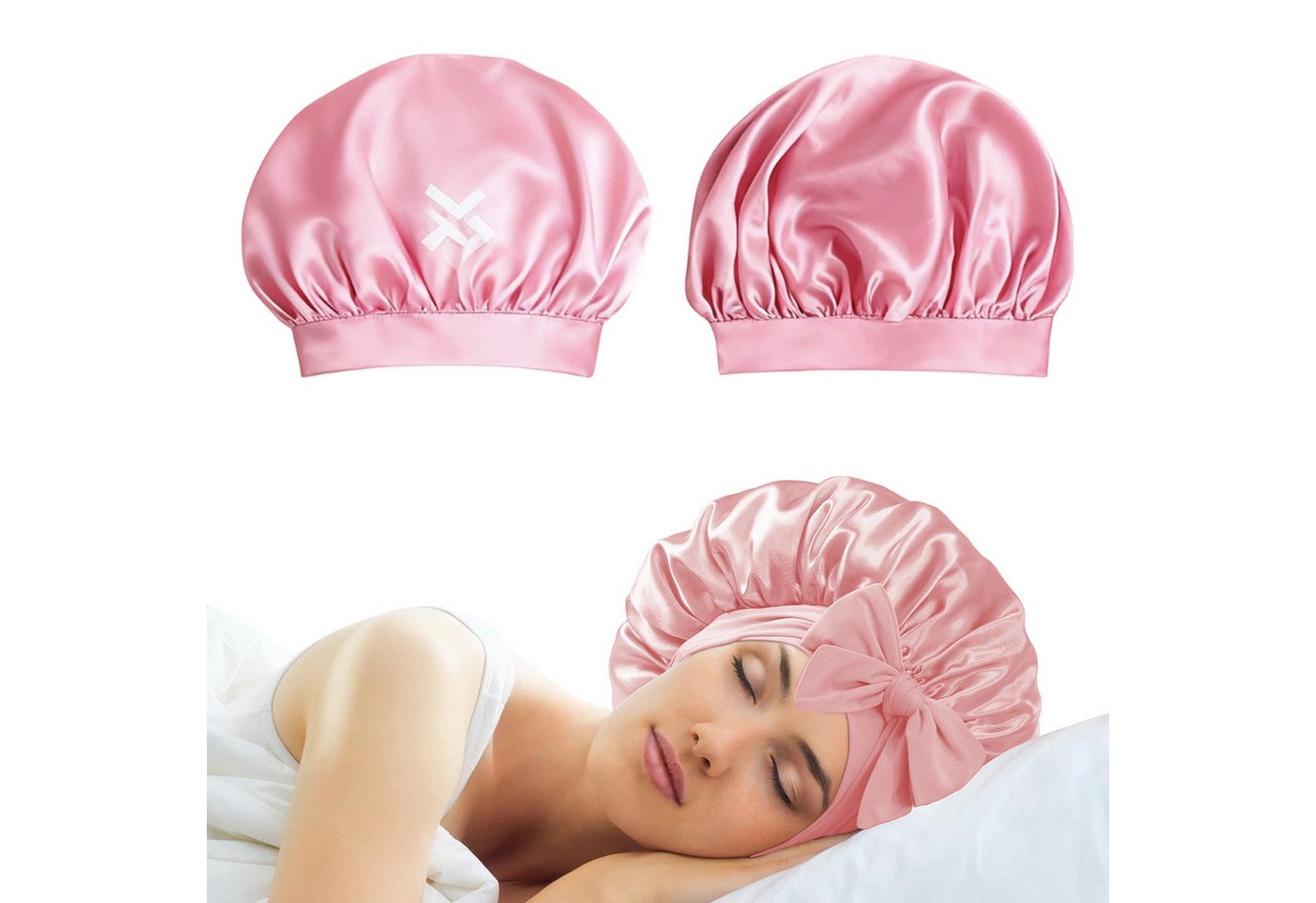 OKWISH Duschhaube Haar-Schutzhaube Schlafhaube Satin Nachtmütze Haarhaube (mit elastischem Band für sicheren Halt, 1 St), Vielseitig für Schlaf Sport Pflege und Alltagssituationen geeignet von OKWISH