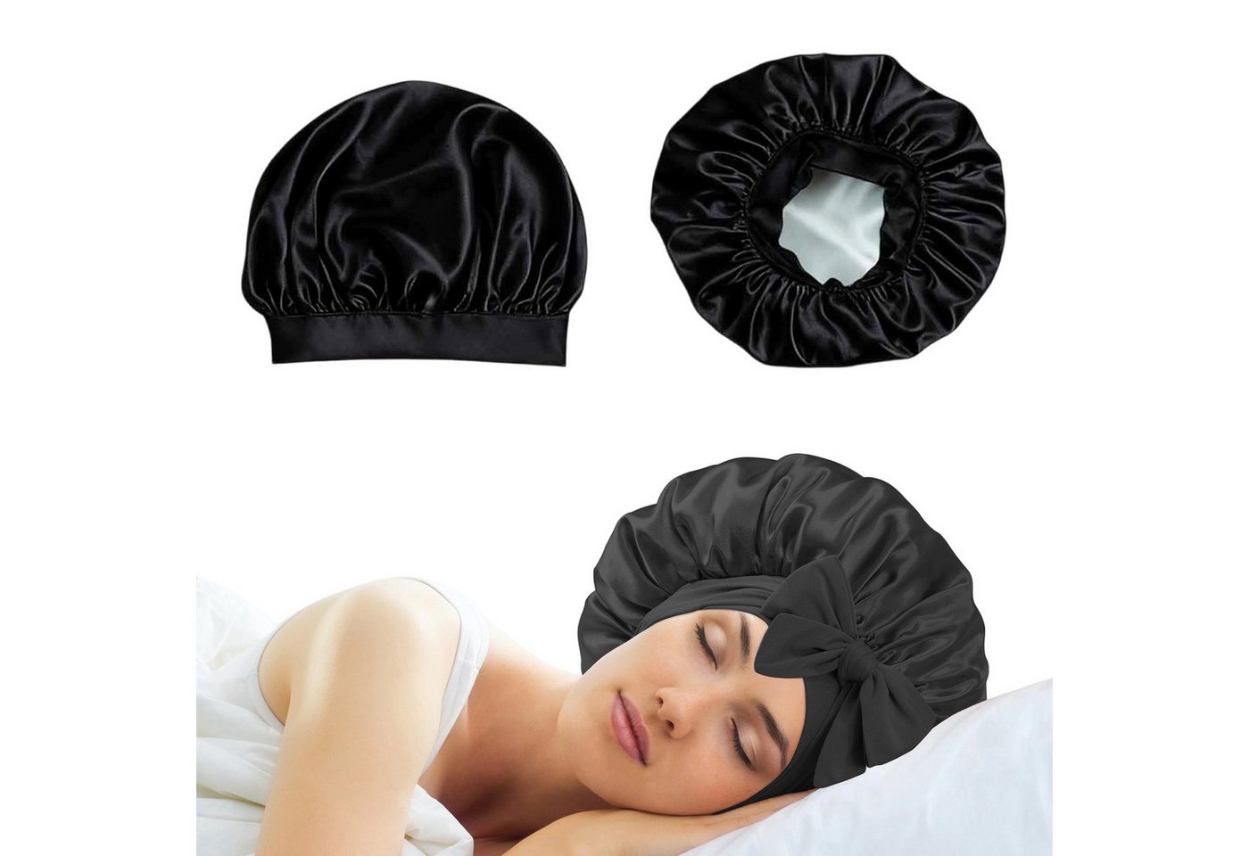 OKWISH Duschhaube Haar-Schutzhaube Schlafhaube Satin Nachtmütze Haarhaube (mit elastischem Band für sicheren Halt, 1 St), Vielseitig für Schlaf Sport Pflege und Alltagssituationen geeignet von OKWISH