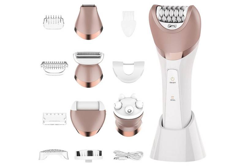 OKWISH Elektrokörperrasierer Intimrasierer Körperrasierer Damen Epilierer Bikinitrimmer, Aufsätze: 6, 6-In-1 Akku Elektrischer Damenrasierer USB-Aufladung, Damen Frauen Haartrimmer Gesicht Nase Achseln Intimbereich Bikinizone von OKWISH