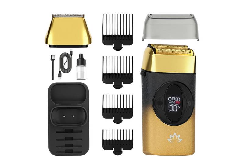 OKWISH Elektrorasierer Herren Bartschneider Rasierapparat Multifunktionsrasierer, mit austauschbarem Kopf, Reciprocating Shaver, mit Dreifach-Klingensystem 3 Geschwindigkeitsstufen, USB-C wiederaufladbar IPX7 wasserdicht, mit magnetische Abdeckung von OKWISH