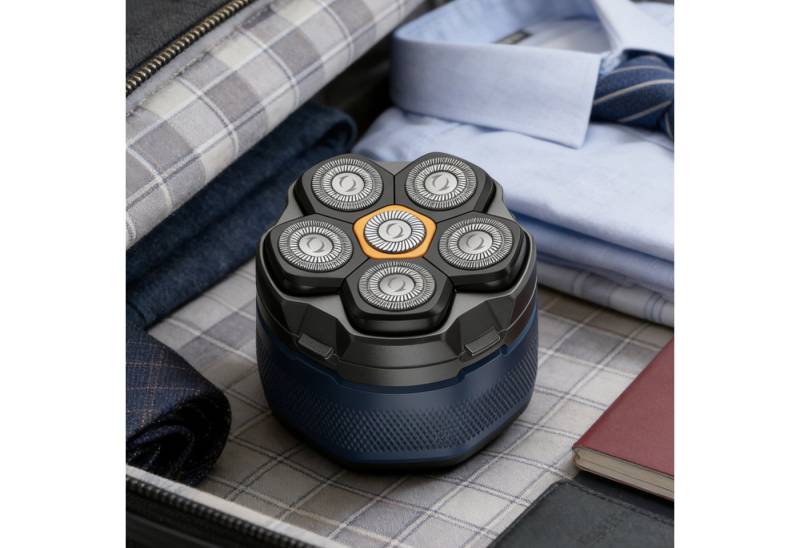 OKWISH Elektrorasierer Herrenrasierer Trocken- und Nassrasierer Reiserasierer, einfache Reinigung, mit magnetisch abnehmbarem Scherkopf IPX7 wasserdicht 1400-mAh-Akku, LED-Display Nass- und Trockenrasur ideal für Reise und Alltag von OKWISH