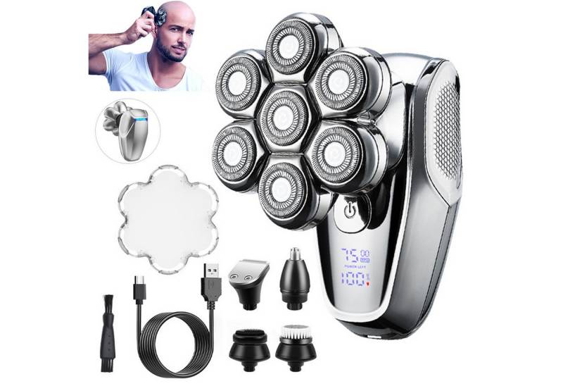 OKWISH Elektrorasierer Rasierer Herren elektrisch Rasierapparat Haartrimmer, All in 1 Haarschneider Rasur Präzisionstrimmer, Mit IPX7 wasserdicht LED-Anzeige USB-C Schnellladung, mit 5 Aufsätzen von OKWISH