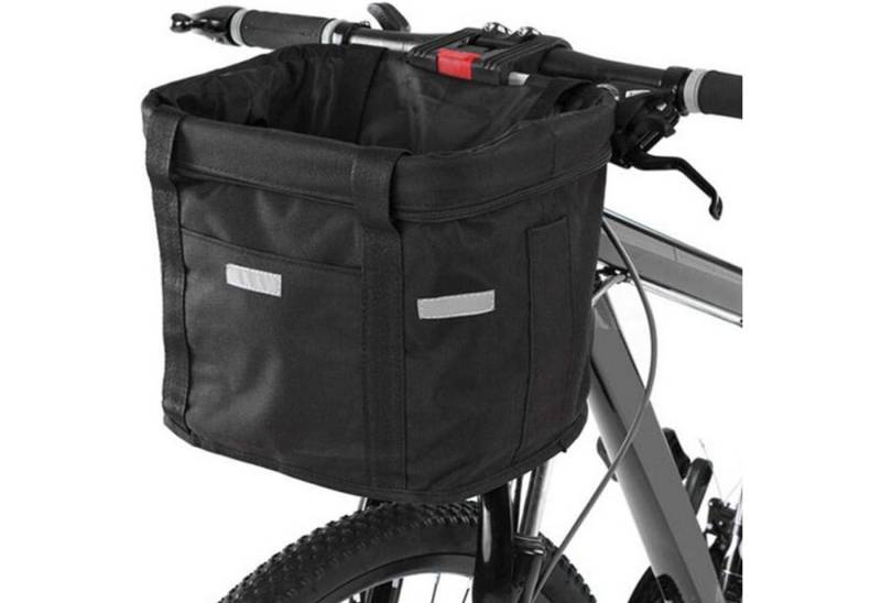 OKWISH Fahrradkorb Faltbar Wasserdicht Fahrrad Lenkerkorb Einkaufstasche Haustiertasche (Abnehmbare Lenkerkorb Aluminiumlegierung Rahmen, 1-tlg., 33 × 24 × 23 cm, 600D Oxford-Stoff, Tragkraft bis 5 kg), mit Lenkeradapter für Kleiner Hund Mountain Picknick Einkaufen von OKWISH