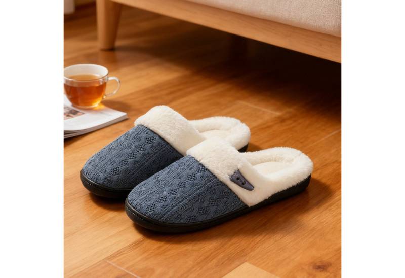 OKWISH Flausch-Hausschuhe für Damen und Herren Strickslipper Indoor Slipper Plüsch Hausschuhe (Gummisohle für komfortables Gehen im Innenbereich, 1-tlg., atmungsaktivem Strickstoff mit hochdichtem Memory-Schaum) Unisex-Hausschuhe ideal für täglichen Indoor-Gebrauch von OKWISH