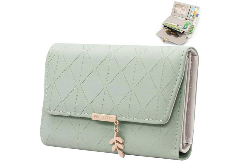 OKWISH Geldbörse Damenbörse Klein Geldbeutel Slim Wallet KunstlederPortemonnaie (Handtasche Brieftasche mit 7 Kartenfächer, Kurzbrieftasche mit Münzfach 14 x 2,8 x 9,5 cm), für Reisen Geschenke Alltag usw. von OKWISH