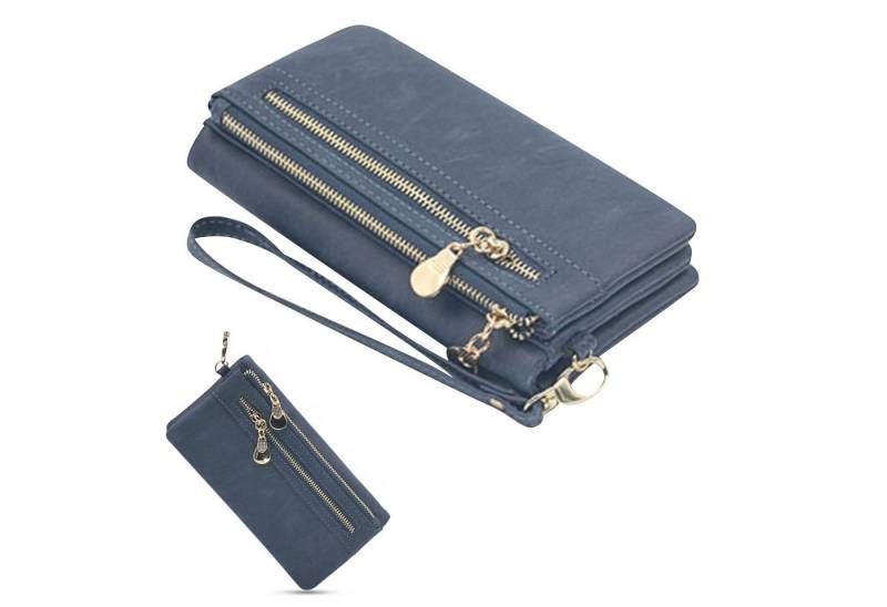 OKWISH Geldbörse Damen Geldtasche Portemonnaie Kunstleder Portmonee (Handtasche Ledergeldbörse Brieftasche mit 11 Kartenfäche, Kreditkartenetui, Kartenetui, Kartenhalter), Geld Beutel mit Münzfach Groß 18,5 x 9,5 x 3cm von OKWISH