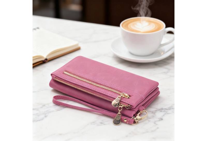 OKWISH Geldbörse Damen Geldtasche Portemonnaie Kunstleder Portmonee (Handtasche Ledergeldbörse Brieftasche mit 11 Kartenfäche, Kreditkartenetui, Kartenetui, Kartenhalter), Geld Beutel mit Münzfach Groß 18,5 x 9,5 x 3cm von OKWISH