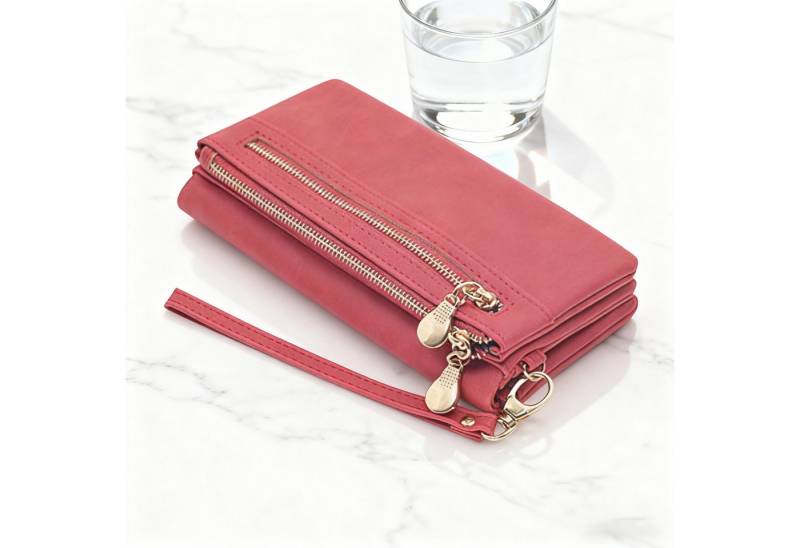 OKWISH Geldbörse Damen Geldtasche Portemonnaie Kunstleder Portmonee (Handtasche Ledergeldbörse Brieftasche mit 11 Kartenfäche, Kreditkartenetui, Kartenetui, Kartenhalter), Geld Beutel mit Münzfach Groß 18,5 x 9,5 x 3cm von OKWISH