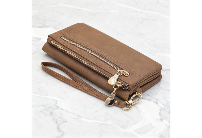 OKWISH Geldbörse Damen Geldtasche Portemonnaie Kunstleder Portmonee (Handtasche Ledergeldbörse Brieftasche mit 11 Kartenfäche, Kreditkartenetui, Kartenetui, Kartenhalter), Geld Beutel mit Münzfach Groß 18,5 x 9,5 x 3cm von OKWISH