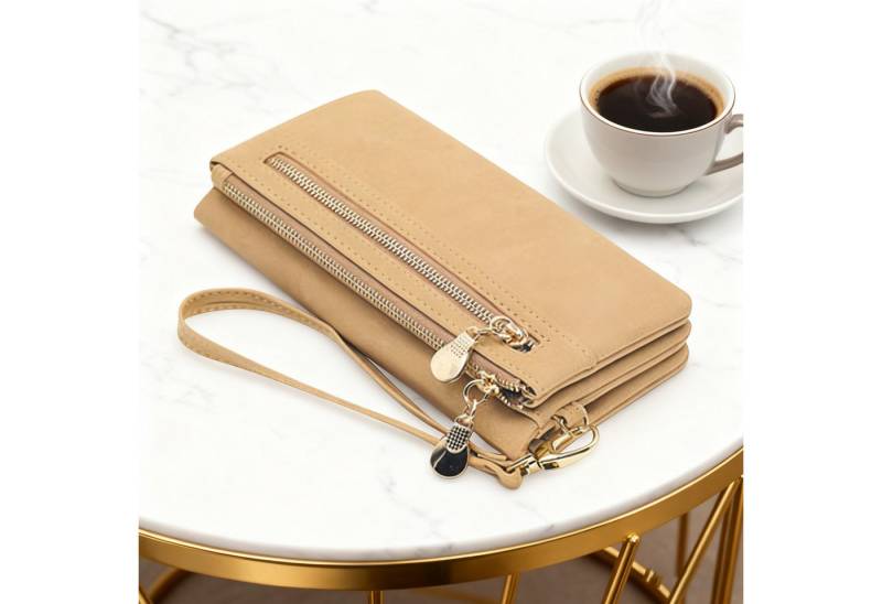 OKWISH Geldbörse Damen Geldtasche Portemonnaie Kunstleder Portmonee (Handtasche Ledergeldbörse Brieftasche mit 11 Kartenfäche, Kreditkartenetui, Kartenetui, Kartenhalter), Geld Beutel mit Münzfach Groß 18,5 x 9,5 x 3cm von OKWISH