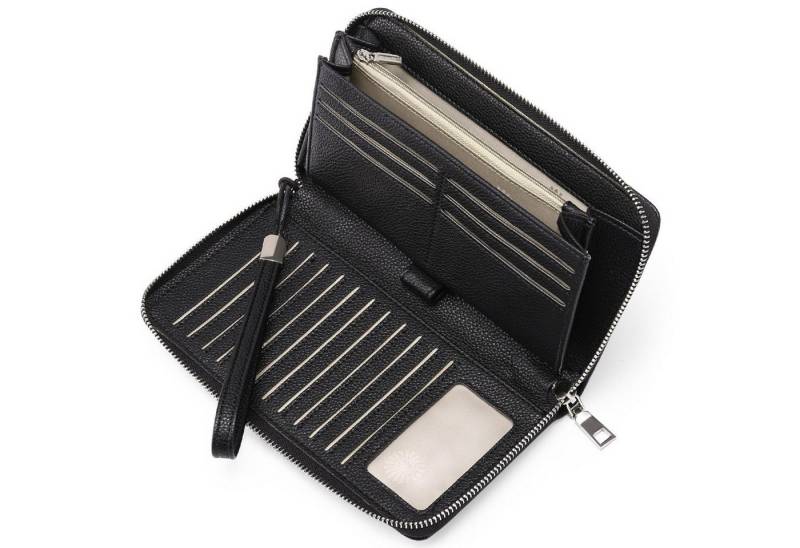 OKWISH Geldbörse Damen Handytasche Portemonnaie Weich Geldbeutel (Handtasche Ledergeldbörse Brieftasche Portmonee, 1-tlg., mit 16 Kartenfächer, 21.5 x 2.5 x 11.5 cm, NFC RFID-Schutz), Handyfach bis 16,5 cm, Geschenkidee für Frauen von OKWISH