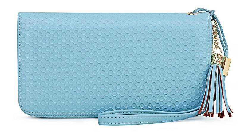 OKWISH Geldbörse Damen Handytasche Portemonnaie Portmonee Geldbeutel Weich Lang (Frauen Handtasche Ledergeldbörse Brieftasche mit 8 Kartenfächer, Slim Wallet, Kreditkartenetui, Kartenetui, Kartenhalter), NFC RFID-Schutz mit Münzfach Groß 20 x 10,5 x 2,5cm von OKWISH