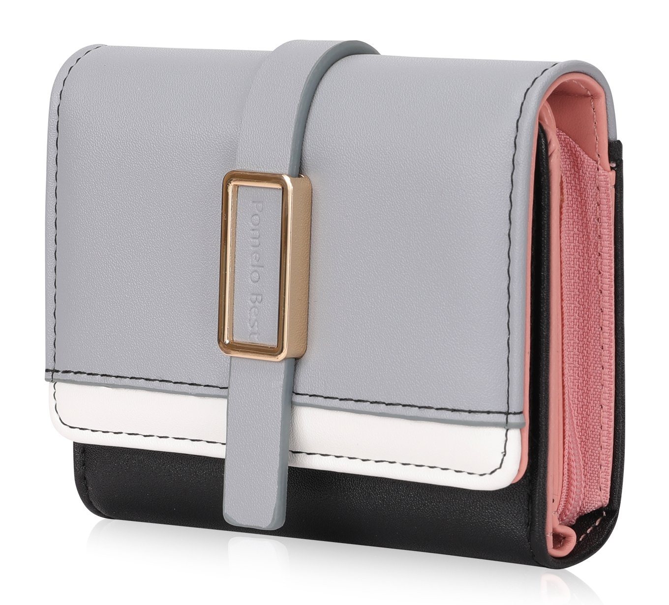 Pomelo Best Geldbörse Damen Handytasche Portemonnaie Portmonee Geldbeutel Weich Leder Kurz (Frauen Handtasche Ledergeldbörse Brieftasche mit 5 Kartenfächer, Slim Wallet, Kreditkartenetui, Kartenetui, Kartenhalter), NFC RFID-Schutz mit Münzfach Groß 10.5 x 9.5 x 3.5cm von Pomelo Best