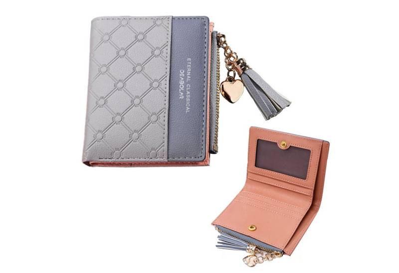 OKWISH Geldbörse Klein Geldbeutel Slim Wallet Portemonnaie Damenbörse (Frauen Handtasche Ledergeldbörse Brieftasche mit 4 Kartenfächer, Slim Wallet, Kreditkartenetui, Kartenetui), Kurzbrieftasche mit Münzfach 9 x 11 x 1 cm von OKWISH