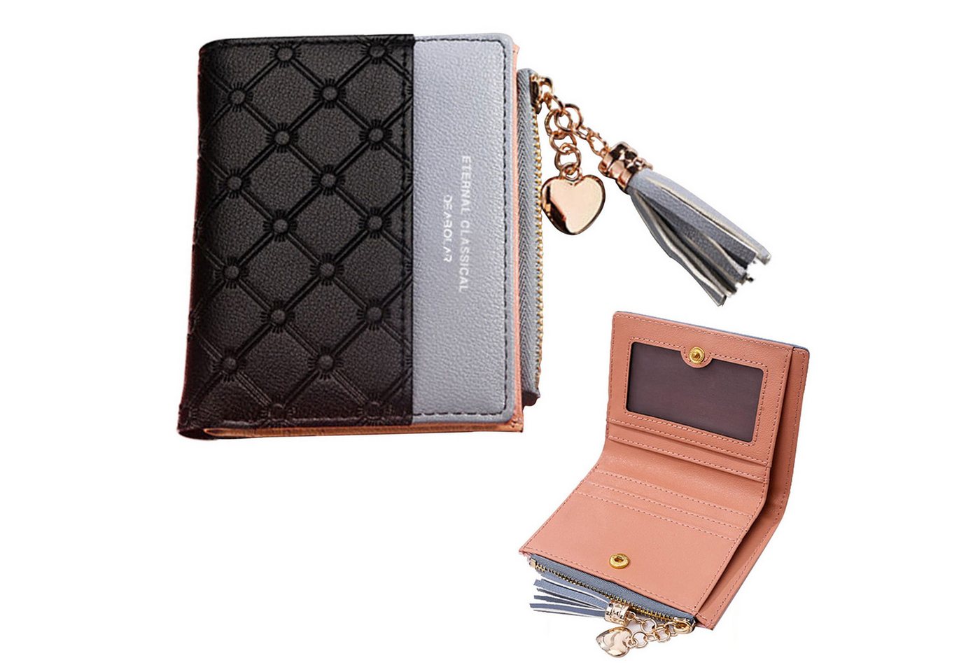OKWISH Geldbörse Klein Geldbeutel Slim Wallet Portemonnaie Damenbörse (Frauen Handtasche Ledergeldbörse Brieftasche mit 4 Kartenfächer, Slim Wallet, Kreditkartenetui, Kartenetui), Kurzbrieftasche mit Münzfach 9 x 11 x 1 cm von OKWISH