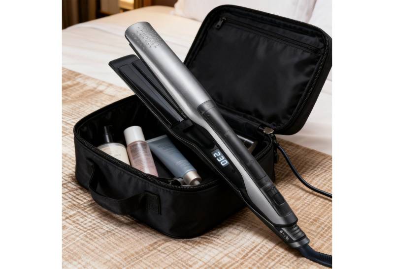 OKWISH Glätteisen Haarglätter mit Dampffunktion Haarglättbürste Glättbürste mit keramischer Ionentechnologie, LCD-Display und 100–230 °C Temperatureinstellung, schnelles Glätten und Locken für alle Haartypen ideal für lange Haare von OKWISH