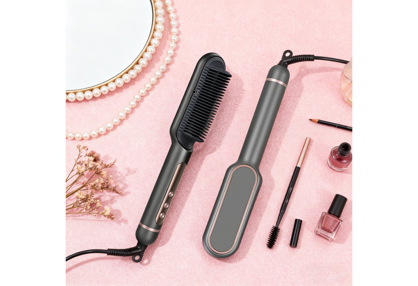 OKWISH Glätteisen Ionen-Haarglätter Styling-Kamm Glätteisen und Lockenstab, mit 4000W Leistung lonen-Technologie schnelles Aufheizen, einstellbarer Temperatur 120–200 °C Hitzeschutz-Kammzähne von OKWISH