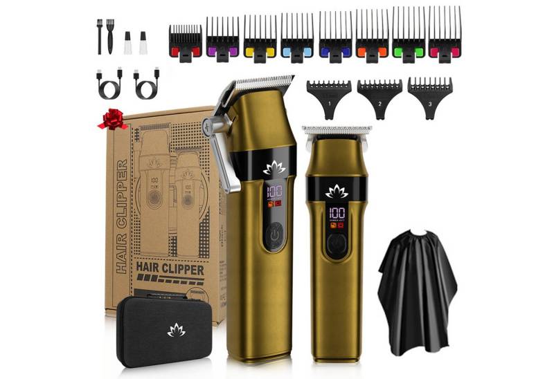 OKWISH Haarschneider 2-in-1 Haarschneidemaschinen Set mit 5-stufiger Klingenverstellung, Herrn Profi Bartschneider Set mit LED Display IPX7 Wasserdichter, für Haustiere Familie Friseursalon usw. von OKWISH