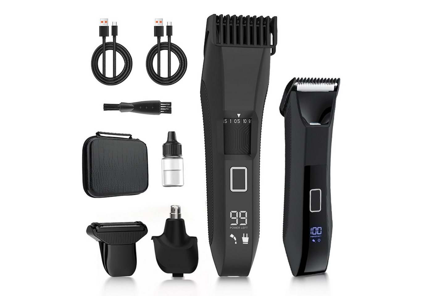 OKWISH Haarschneider 4-in-1 Körperhaartrimmer Bartschneider mit 20 Längeneinstellungen, Herren Barttrimmer Set mit IPX7 Wasserschutz LED-Anzeige, Nasenhaartrimmer Reiserasierer von OKWISH