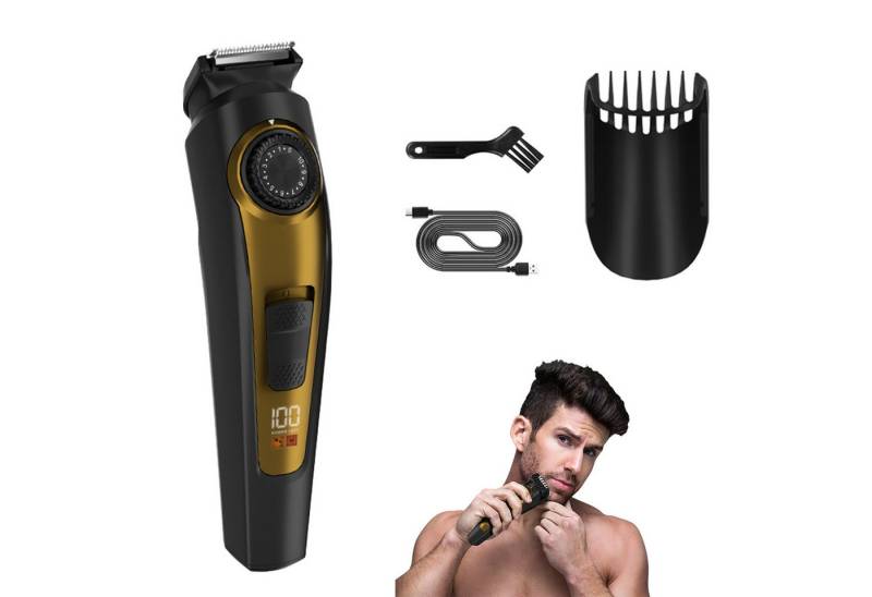 OKWISH Haarschneider Herren Rasierer Set Barttrimmer mit LCD Anzeige, Haarschneidemaschine mit Präzisions-Edelstahlklinge USB Ladefunktion, 7000 U/min 600mAh Akku 60 Minuten Laufzeit von OKWISH