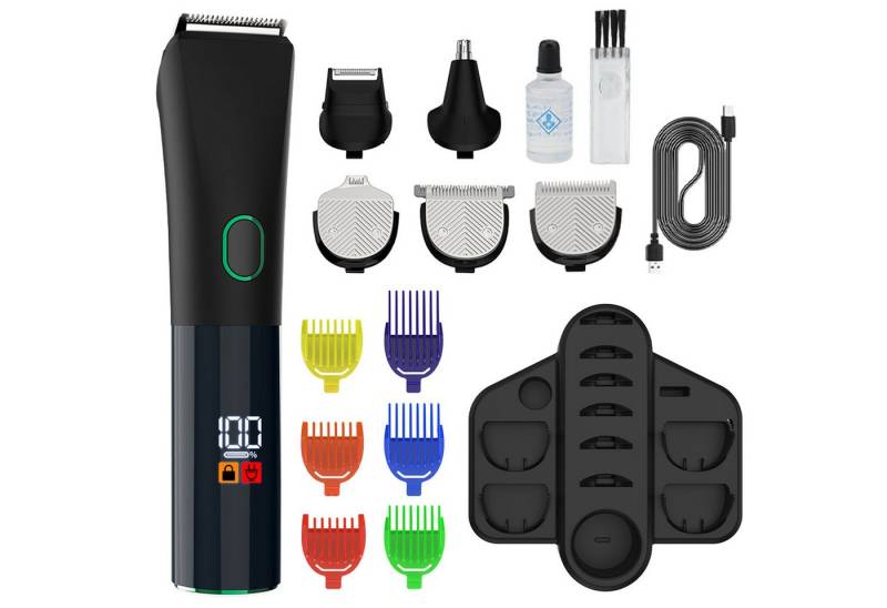 OKWISH Haarschneider Multifunktionaler Herren Trimmer Bartschneider, mit abnehmbare Edelstahlklingen, USB aufladbar Wasserdicht 60 Minuten Akkulaufzeit von OKWISH