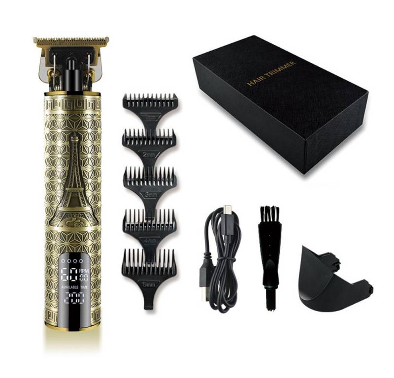 OKWISH Haarschneider Profi Haarschneidemaschine Haartrimmer Bartschneider Trimmer, mit 5 Führungskämmen USB-Ladefunktion Retro-Design leicht und tragbar, LCD-Anzeige Haarschneideset für Barthaar Kopfhaar Friseure usw von OKWISH