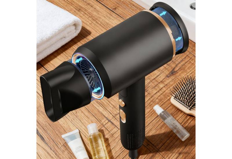 OKWISH Haartrockner Ionen Haartrockner Profi Föhn Klappbarer Föhn mit Diffusor, 2400 W, 6-Stufen-Regelung Ionen-Technologie 2 Präzisionsdüsen und Diffusor, Klappgriff abnehmbare Düsen und Diffusor für Reise Zuhause von OKWISH