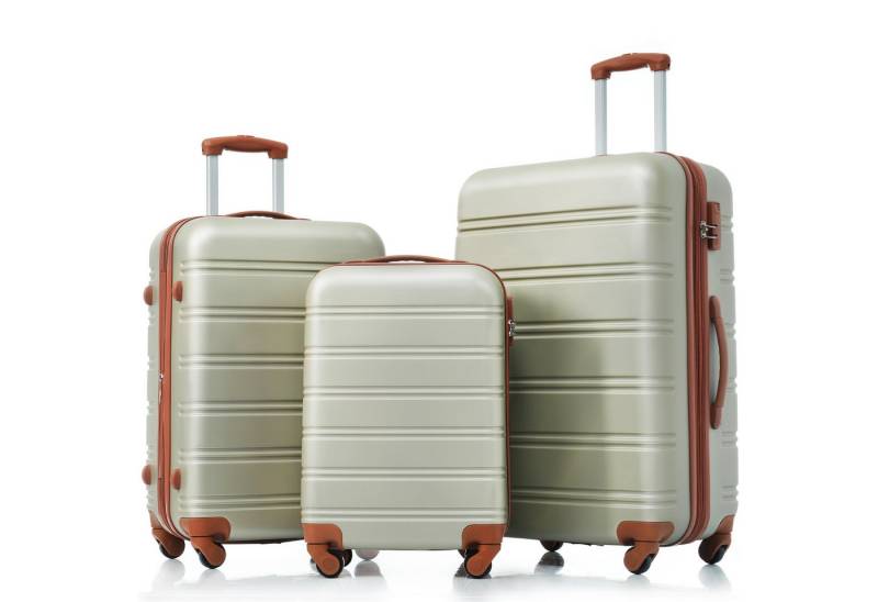 OKWISH Handgepäckkoffer Rollkoffer, Reisekoffer, Handgepäck 4 Rollen, ABS-Material von OKWISH
