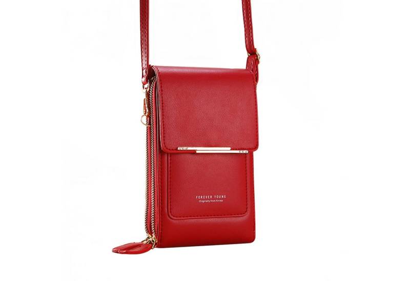 OKWISH Handytasche Damen Schultertasche Leder Kleine Handy Umhängetasche Tasche Geldbörse (Reisepass Tasche Anti-Diebstahl mit verstellbar abnehmbar Schultergurt, 1-tlg., für Handy unter 6,5 Zoll, Cross-Body Brieftasche, mit Credit Card Slots), mit vielen Kartenfächer 2 Reißverschluss Beutel durchsichtigem Fenster von OKWISH