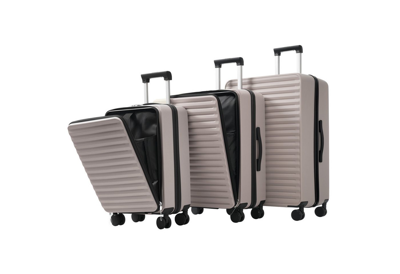 OKWISH Hartschalen-Trolley Dreiteiliges Gepäckset, M (20 Zoll), L (24 Zoll), XL (28 Zoll), 4 Rollen, mit Front-Öffnung (M,L) von OKWISH
